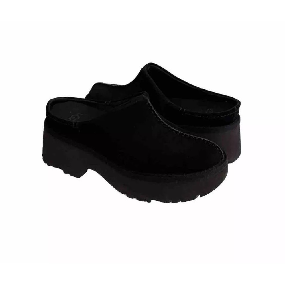 UGG NEW HEIGHTS CLOG BLACK SLIP ON PLATFORM SANDALS